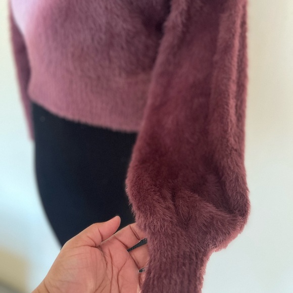 MINKPINK Two-Tone Fuzzy Sweater - Lavender and Burgundy - Picture 3 of 7
